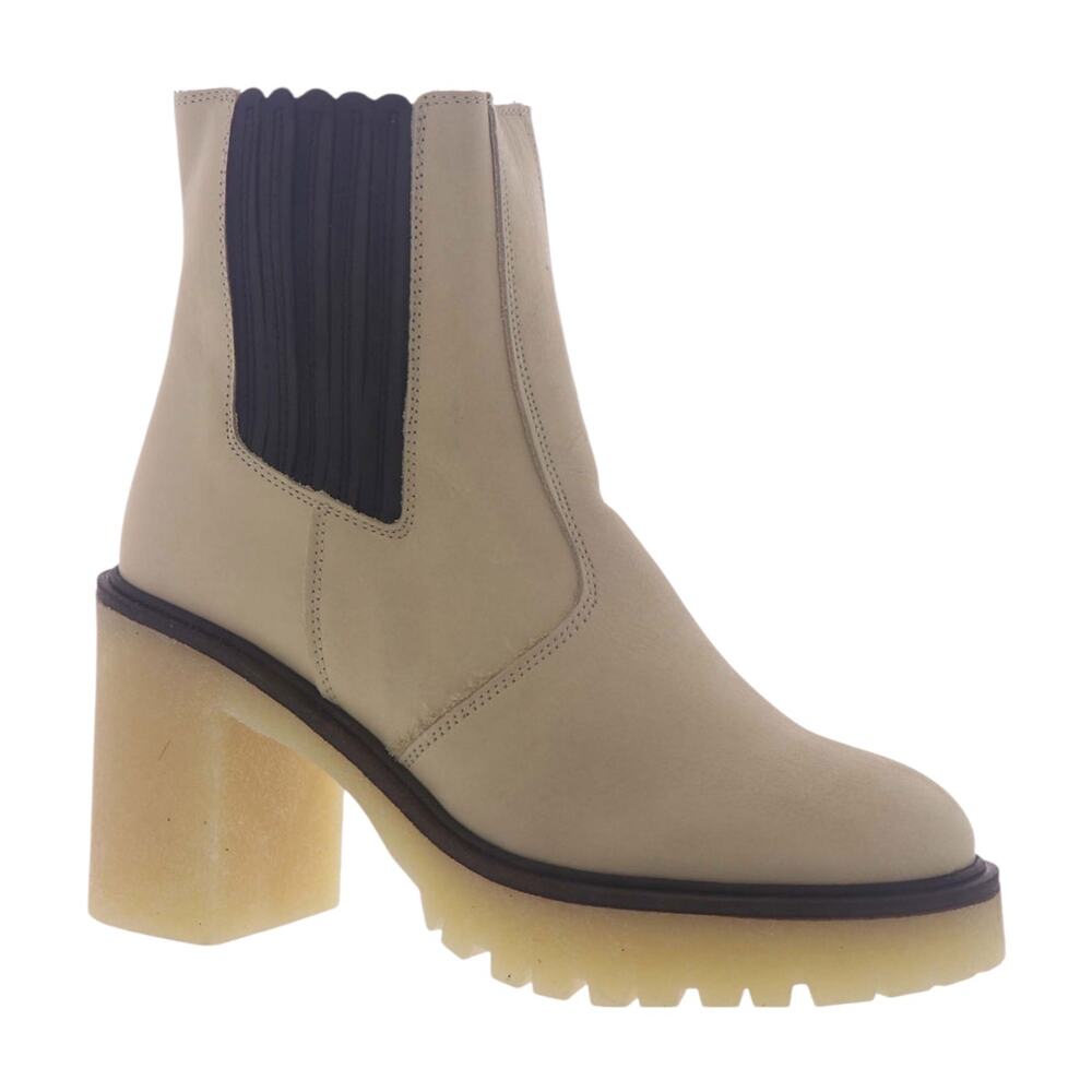 Free People Women's James Leather Chunky Lug Sole Chelsea Boots Bone Size 9 1/2